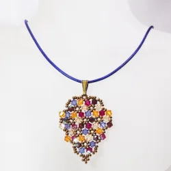 Pendant 65cm - Malvina Grapes-Purple Leather - Pendant 65cm - Laiton bronze